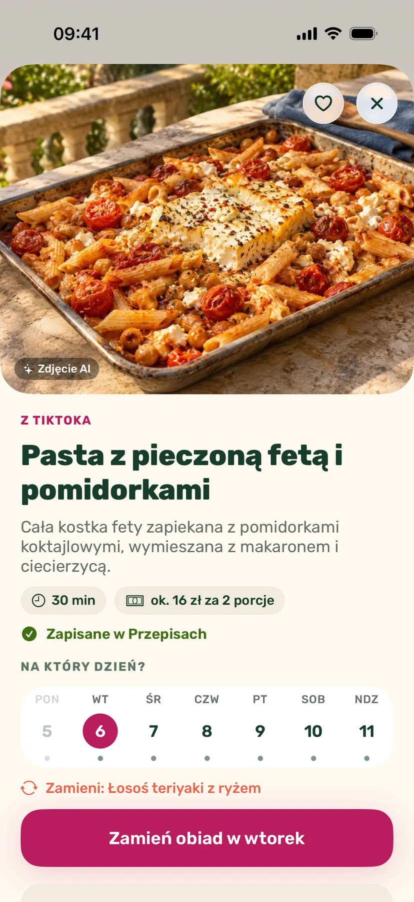 Przepis z TikToka zamieniony w danie w aplikacji Jemmi