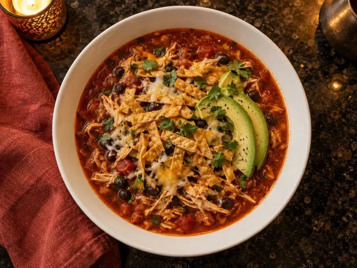 Sopa de tortilla z awokado